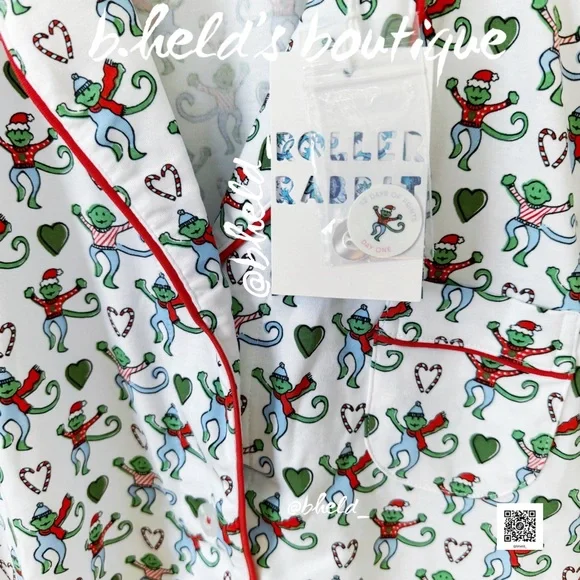 Roller Rabbit Merry Monkey Polo Pajamas in White XS & S Dreamland Day 1 New NWT - Picture 4 of 17
